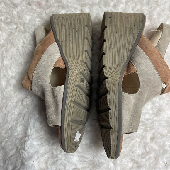 Sachs London Bastian khaki and tan wedge ankle strap sandals size 8 - Picture 6 of 12